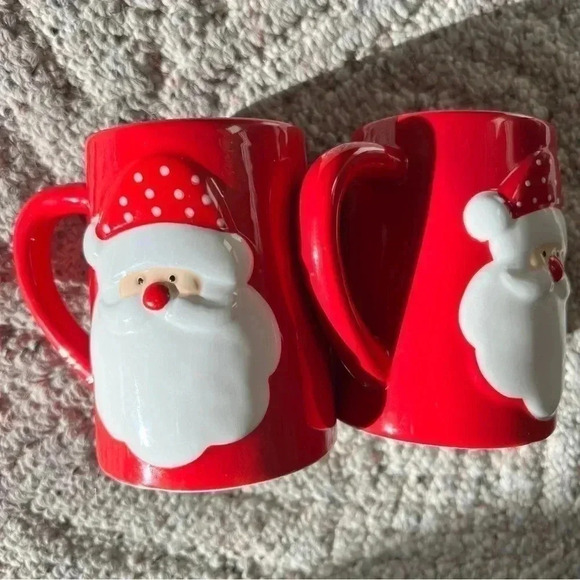 2 MUGS Santa Clause Christmas Marshmallow Hot Coco Mugs 2 Set of Two Mugs Cups - Picture 8 of 11